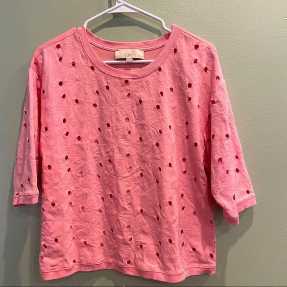 Ann Taylor shirt size small petite pink elbow length shirt casual work attire